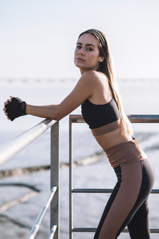 Leggings risca lateral - Bege