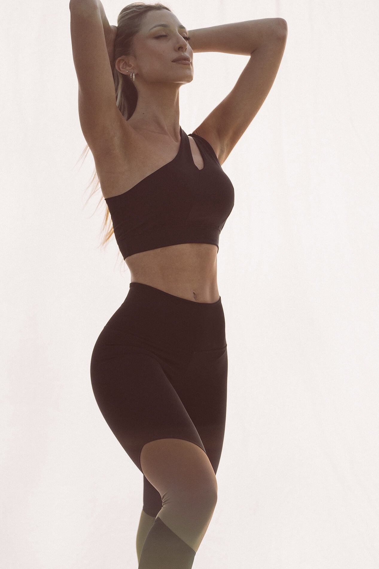 Leggings cintura subida - Preto/Bege