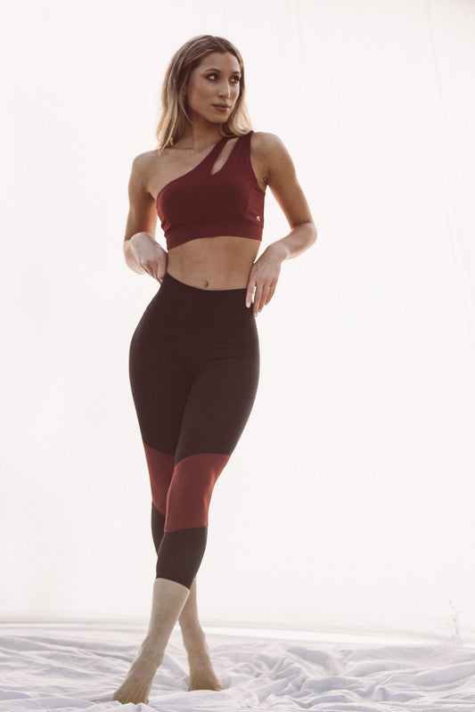 Leggings cintura subida - Preto/Bordeaux